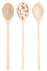 Fresh yeast on wooden spoon