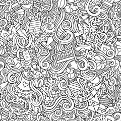 Cartoon vector doodle children seamless pattern
