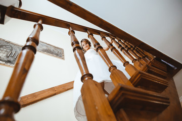 Bride on staircase