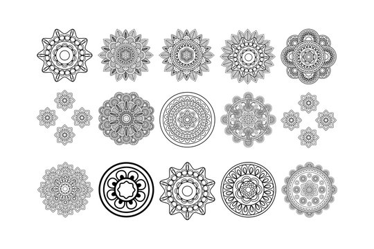Round tribal elements decorative isolated set. Vector illustration