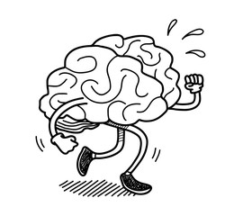 Brain Exercise Doodle. A hand drawn vector doodle illustration of a brain exercising itself.