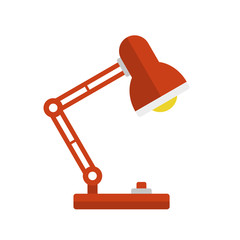Red Desk Lamp Light Icon. Flat Style. Vector