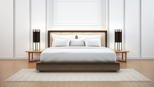 Luxury Master Bedroom in hotel / 3D rendering interior