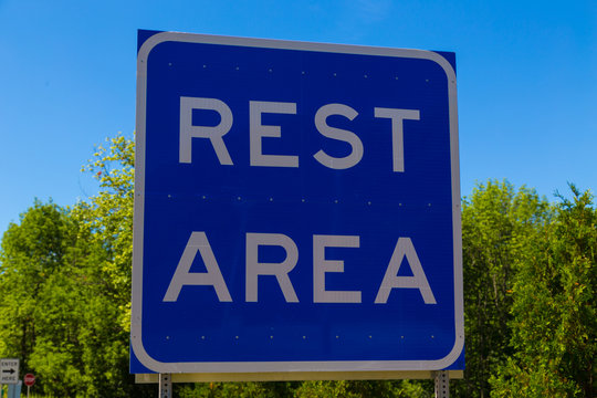 Blue Rest Area Sign