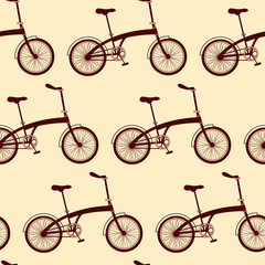 Obraz premium Seamless bicycles pattern on yellow background