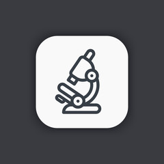 Microscope line icon, laboratory, study, biotechnology, lab research, experiment