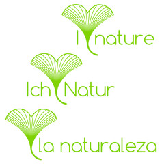 I love nature in english, spanish and german with Linear ginkgo