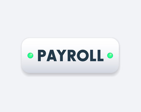 Payroll button for web page, silver with green bulbs