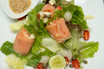 Salad  smoked salmon with vegetables