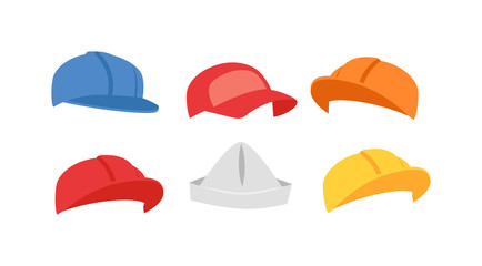 Builders hats vector set.
