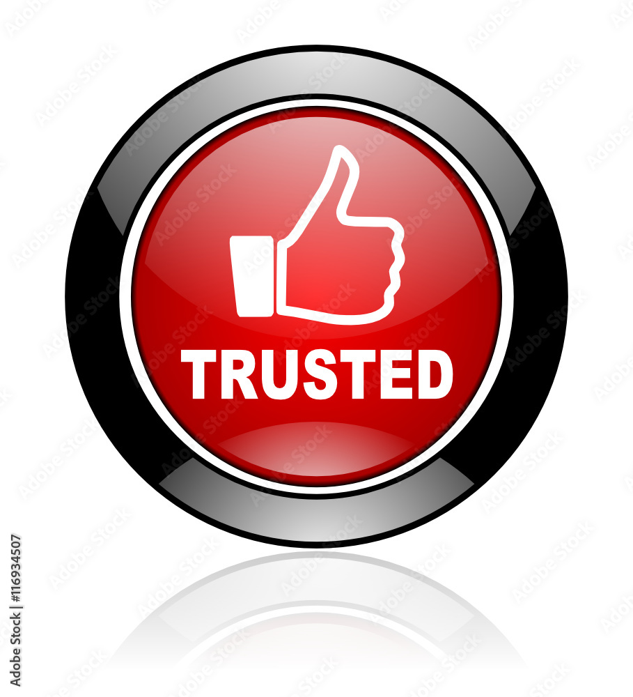 Aufkleber glossy trusted vector icon