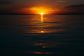 Colorful sunset over the lake