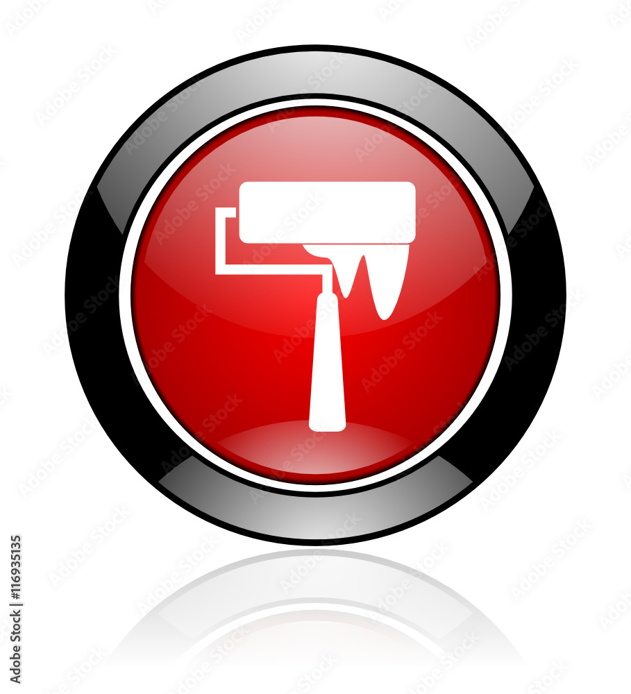 Poster Modern design red and black circle vector brush icon. Round web paint button. 