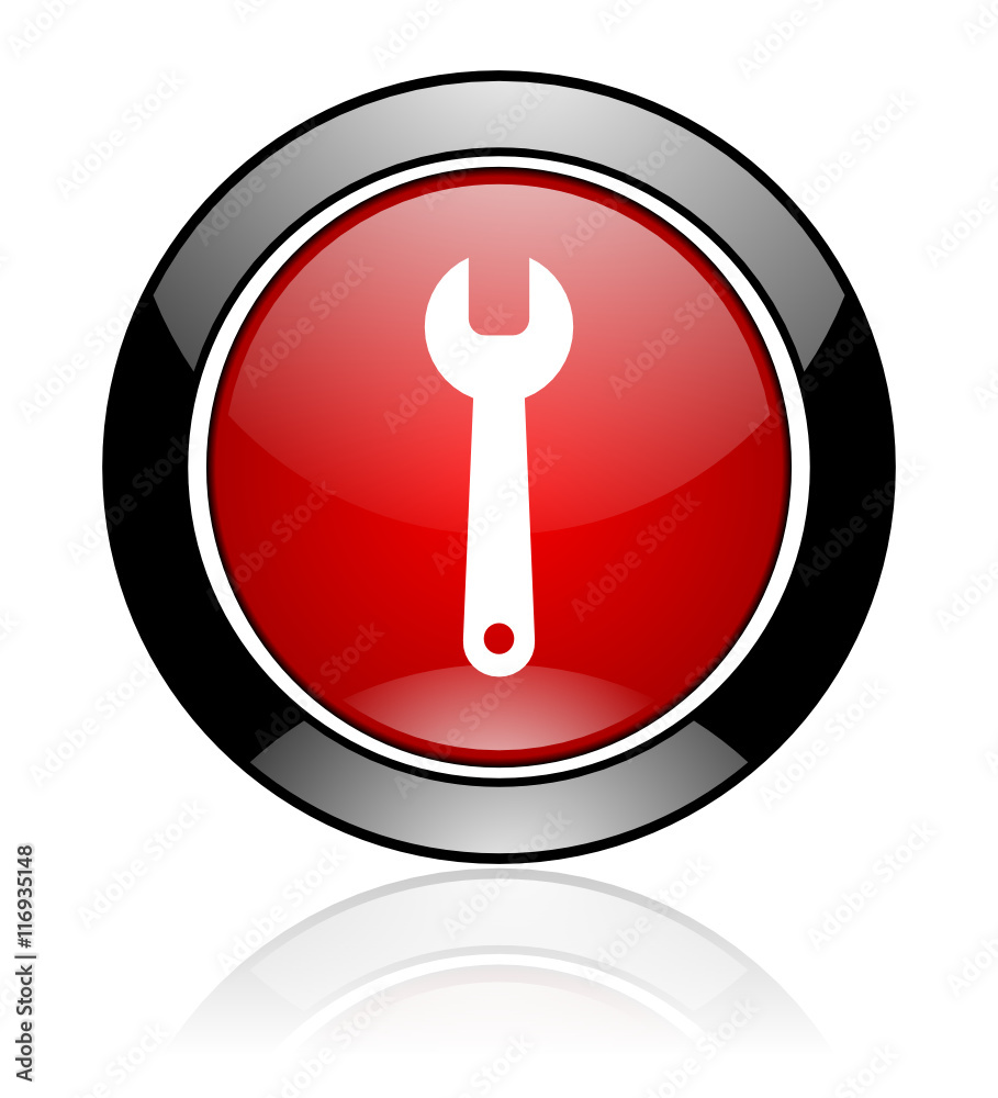 Poster modern design red and black circle vector tool icon. round web service button.