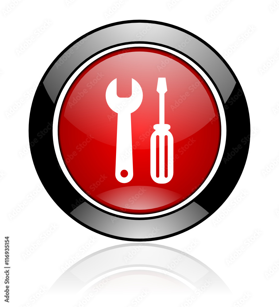 Aufkleber Modern design red and black circle vector tool icon. Round web service button. 