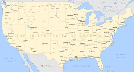 Fototapeta na wymiar United States of America political map | Detailed vector a large color map of the USA