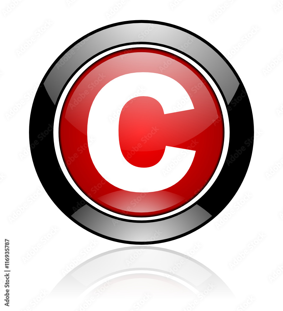 Poster red round vector icon