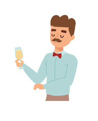 Man wine glass vector illustration.