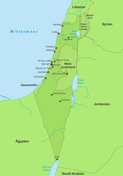 Karte von Israel - Grün (detailliert)