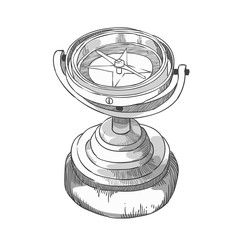 compass pencil sketch illustration - black and white hand drawing