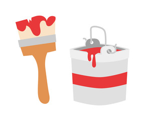 Paint brush icon flat vector
