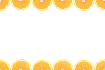 Two row of half orange on white background