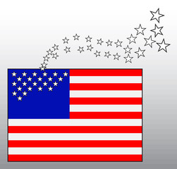 Conceptual image of American flag with departing stars