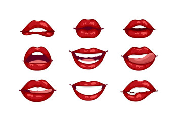 Naklejka premium Female lips isolated vector illustration.