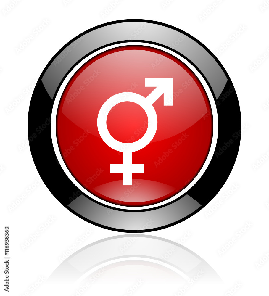 Poster Modern design red and black circle vector trans icon. Round web transgender button.