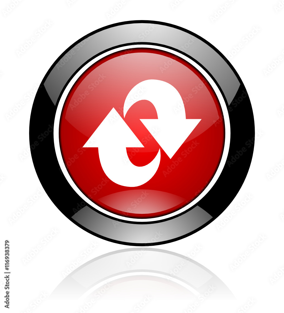 Poster Modern design red and black circle vector reload icon. Round web refresh button
