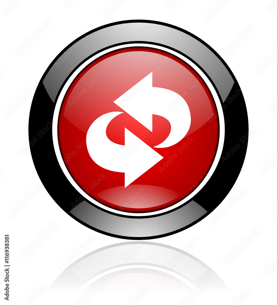 Poster Modern design red and black circle vector reload icon. Round web refresh button.