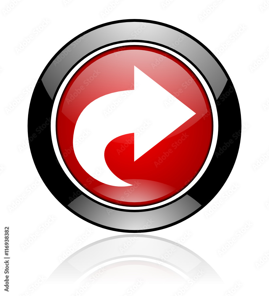 Poster Modern design red and black circle vector arrow icon. Round web back button.