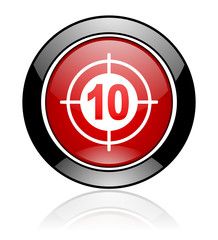 Fototapeta premium Modern design red and black circle vector target icon. Round web goal button.