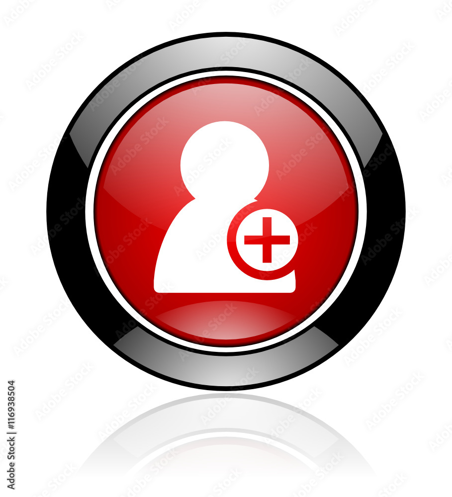 Poster Modern design red and black round add contact vector icon