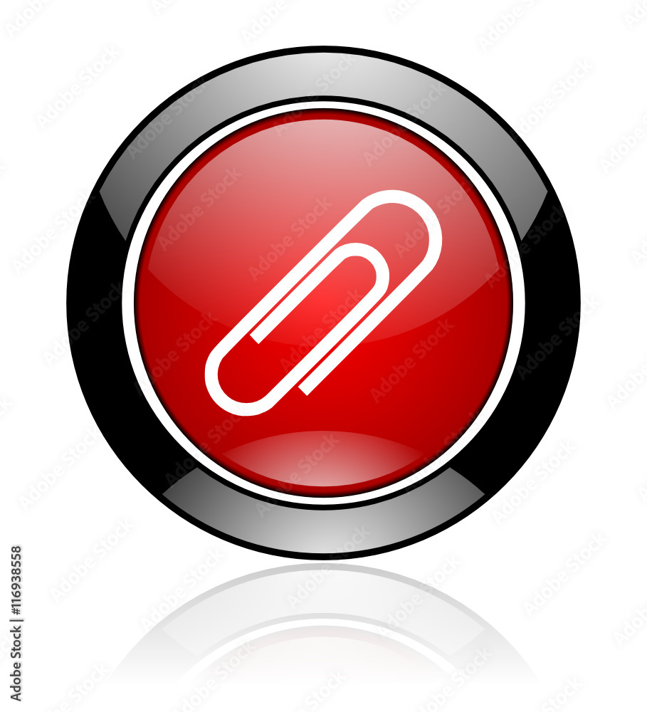 Poster modern design red and black round glossy attach vector icon