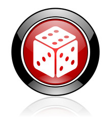 Modern design red and black round glossy  casino vector icon 