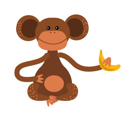 Cartoon monkey vector illustration. Monkey animal and jungle cartoon wild life. Monkey cute types cute primate isolated. Monkey zoo jumping chimpanzee mammal.