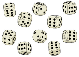 Set of vector dices on a white background