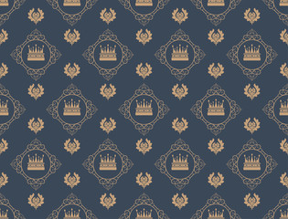 Background, pattern, seamless Wallpaper, Royal style, dark blue shade. Vector image