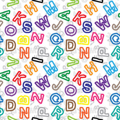Color letters on white background seamless pattern