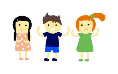 Group of school kids children together. Different nations happy character together concept vector. Little cute primary school children. School kids positive smiling children