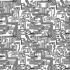 Circuit board vector seamless technological pattern