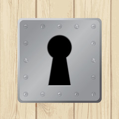 Vector illustration - keyhole on wooden door