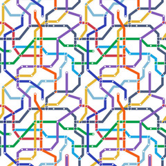 Color metro railway transport scheme on white background. Abstra