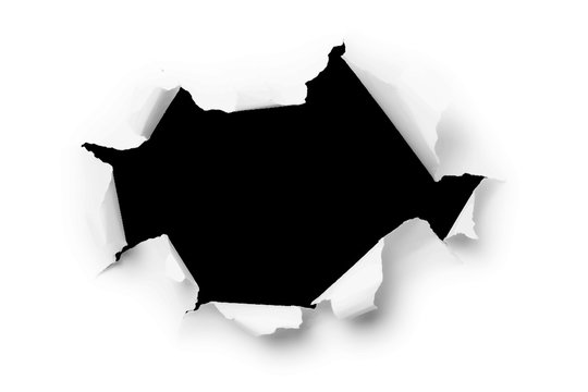Computer Generated Image of a Large Hole Torn through paper. Vec
