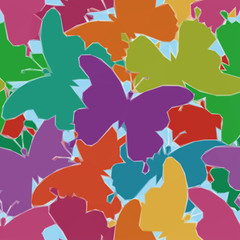 Background with Colorful Butterflies Silhouettes, Low Poly Pattern. Vector