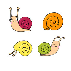 A set of cute little snails.