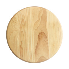 wooden plate top view on white background