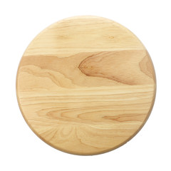 wooden plate top view on white background