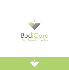 body care logo with mini pink flower